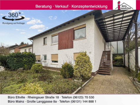 Freistehender Bungalow mit Einliegerwohnung auf traumhaften, weiter bebaubaren Grundstück in guter Lage, 65347 Eltville am Rhein, Einfamilienhaus