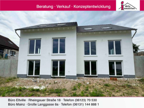 **Neubau-Erstbezug in Stadecken-Elsheim** Luxuriöse Doppelhaushälfte in gewachsener 1-A Wohnlage, 55271 Stadecken-Elsheim, Doppelhaushälfte