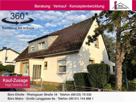 Freistehendes Einfamilienhaus mit Terrasse und Garten mit schönem Weinbergs- und Klosterblick, 65385 Rüdesheim am Rhein, Einfamilienhaus