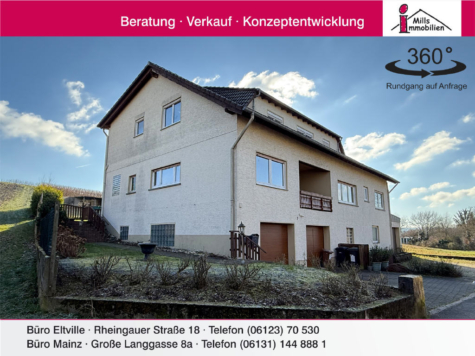 **Traumhafte Feldrandlage in Stadecken-Elsheim** Großzügiges 2-Familienhaus mit unverbaubarem Blick, 55271 Stadecken-Elsheim, Zweifamilienhaus