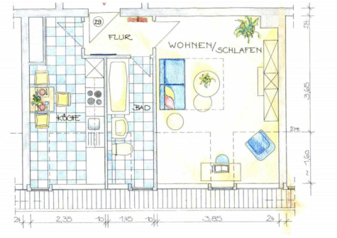 *Gute Kapitalanlage* Charmantes, helles Appartement in der Innenstadt von Frankfurt, 60316 Frankfurt am Main, Wohnung